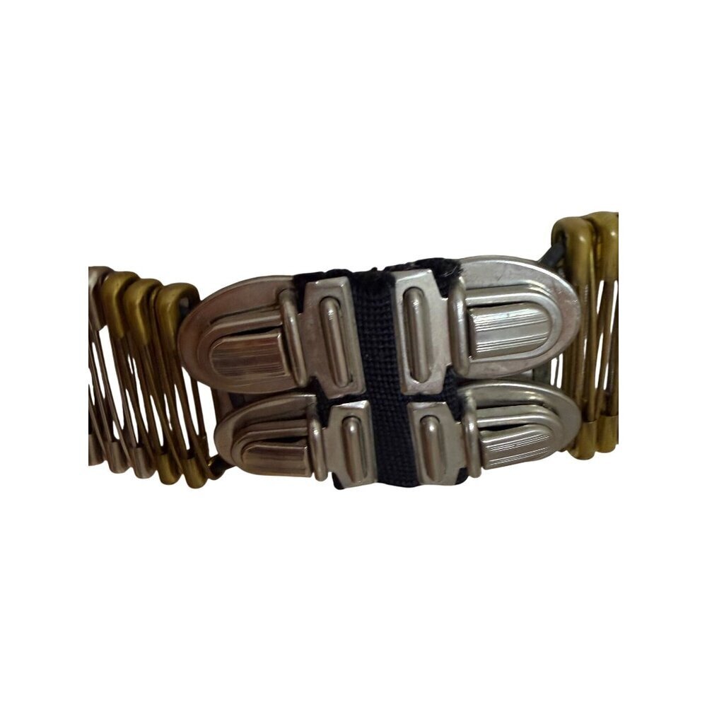 Vintage Unisex Metal Safety Pin Statement Belt Brass Silver 34 inches Punk Rare - Picture 3 of 16